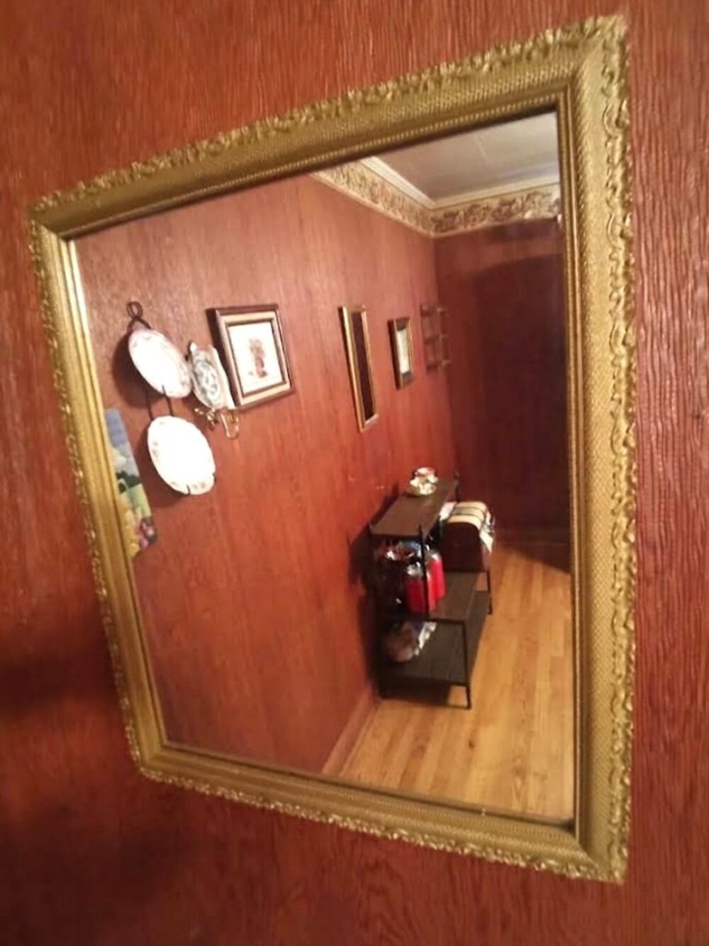 Antique Gold Toned Gilded Mirror c.1910 Scantlebury’s Art Store Belleville ON.
